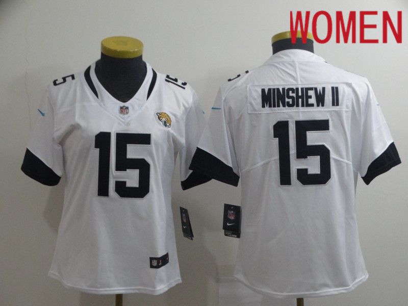 Women Jacksonville Jaguars #15 Minshew ii White Nike Vapor Untouchable Limited Player NFL Jerseys->jacksonville jaguars->NFL Jersey